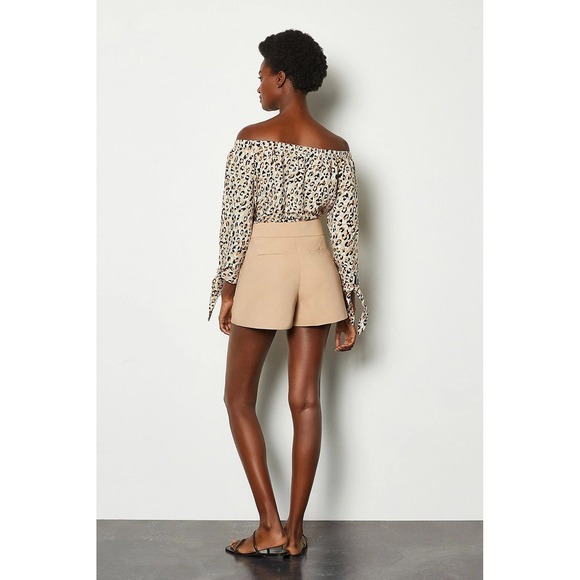 Karen Millen Off the Shoulder Bardot Top Linen Blend Tie Sleeve‎ Size 8 - Picture 3 of 12